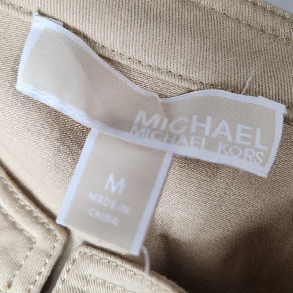 New NWT Michael Kors Women Zip Khaki Utility Tank Knee Length Dress Size Medium